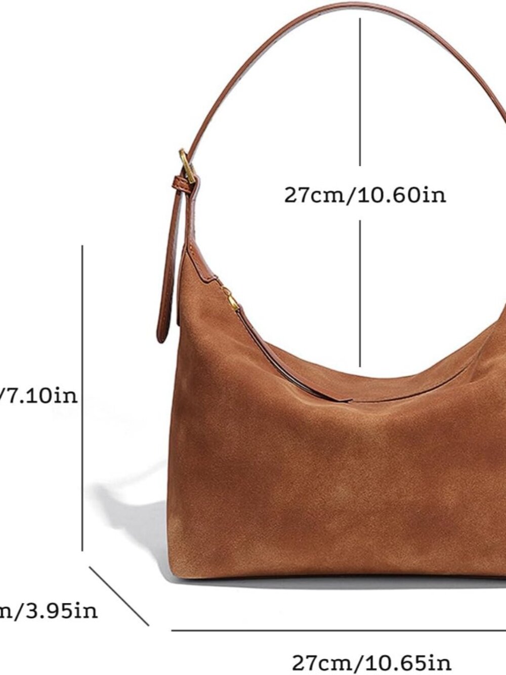 Suede Hobo Bag For Women,Vintage Shoulder Crossbody Purse,Fause Suede Handbag 2 - Picture 6 of 7